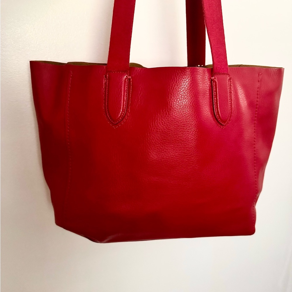 Coach Derby Large Red Pebble Leather Tote Shoulder Bag Gold Hang Tag Excellent - Picture 6 of 11